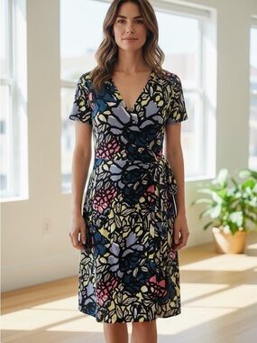 Alfani Black Multi Floral Midi Dress